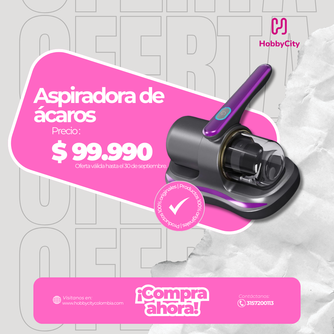 Aspiradora Antiácaros  – Elimina Ácaros, Polvo y Bacterias con Luz UV + Succión Potente 💨🛏️